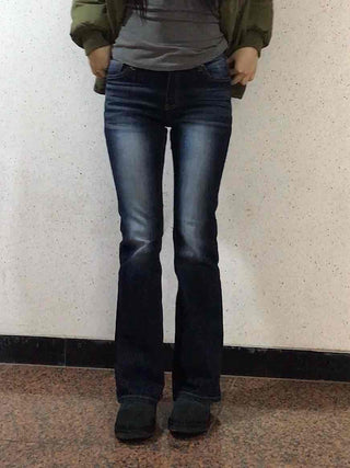 Road Grading Centerline High-Waisted Bootcut Denim Pants