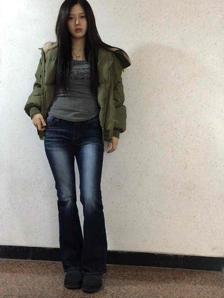 Road Grading Centerline High-Waisted Bootcut Denim Pants