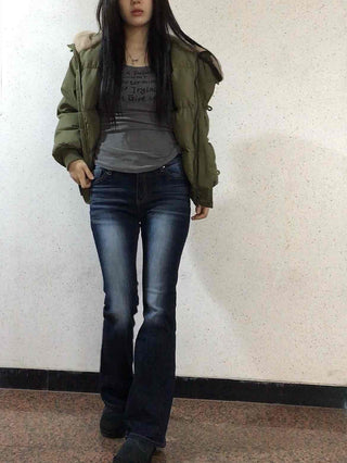 Road Grading Centerline High-Waisted Bootcut Denim Pants