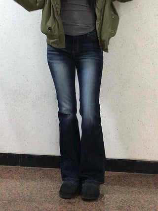 Road Grading Centerline High-Waisted Bootcut Denim Pants