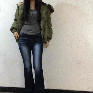 Road Grading Centerline High-Waisted Bootcut Denim Pants