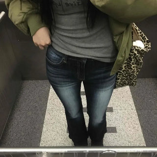 Road Grading Centerline High-Waisted Bootcut Denim Pants