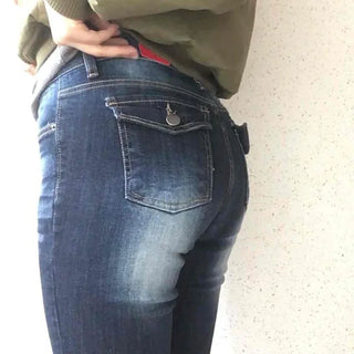 Road Grading Centerline High-Waisted Bootcut Denim Pants