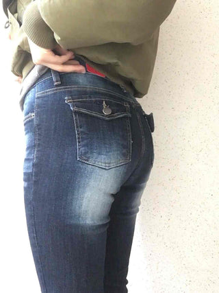 Road Grading Centerline High-Waisted Bootcut Denim Pants