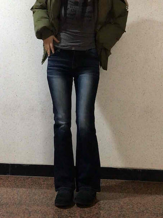 Road Grading Centerline High-Waisted Bootcut Denim Pants