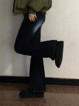 Road Grading Centerline High-Waisted Bootcut Denim Pants