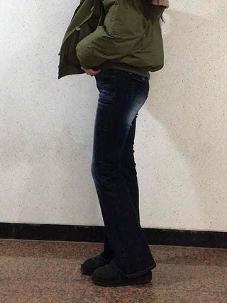 Road Grading Centerline High-Waisted Bootcut Denim Pants