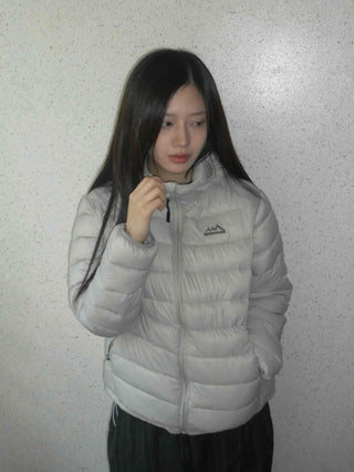 Minimal Slim Fit Diagonal Quilted Zip-Up Short Padded Jacket