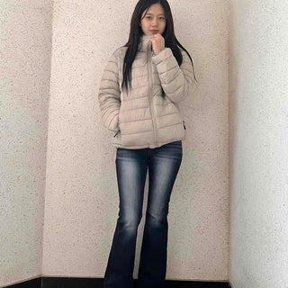 Minimal Slim Fit Diagonal Quilted Zip-Up Short Padded Jacket