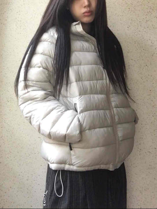 Minimal Slim Fit Diagonal Quilted Zip-Up Short Padded Jacket