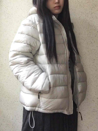 Minimal Slim Fit Diagonal Quilted Zip-Up Short Padded Jacket