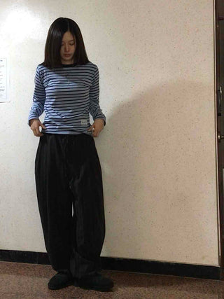 Slim Fit Rib Neckline Contrast Striped Long Sleeve T-shirt