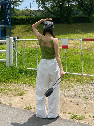 Curen Backless Halter Neck Knit Strap Sleeveless
