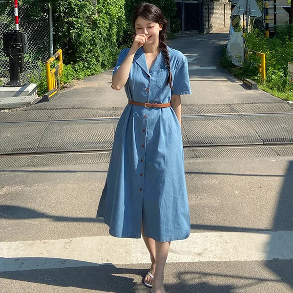 Rev Denim Shirt Long Dress