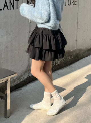 Bio Tiered Frill Elastic Mini Skirt