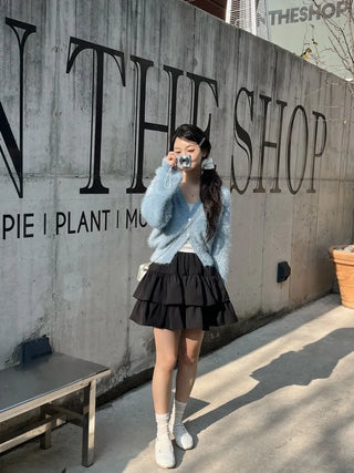 Bio Tiered Frill Elastic Mini Skirt