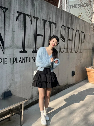 Bio Tiered Frill Elastic Mini Skirt