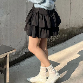 Bio Tiered Frill Elastic Mini Skirt