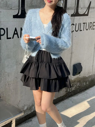 Bio Tiered Frill Elastic Mini Skirt