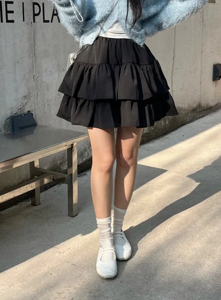 Bio Tiered Frill Elastic Mini Skirt