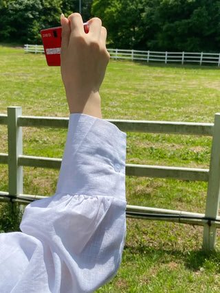 Reben Boxy Fit Linen See-Through Long Sleeve Shirt