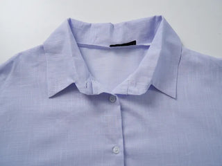 Reben Boxy Fit Linen See-Through Long Sleeve Shirt