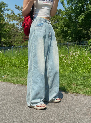 Elna Vintage Washed Wide Denim Pants