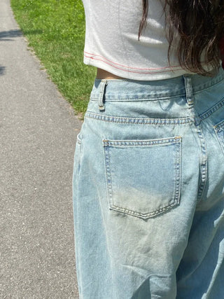 Elna Vintage Washed Wide Denim Pants