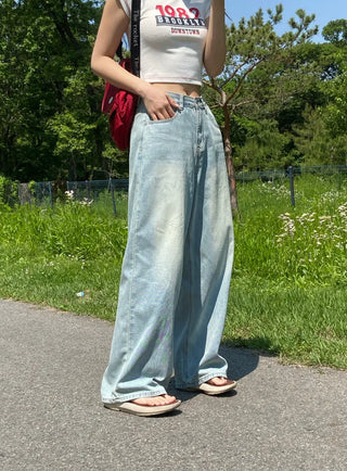 Elna Vintage Washed Wide Denim Pants