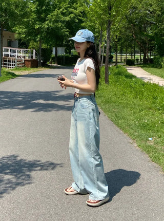 Elna Vintage Washed Wide Denim Pants