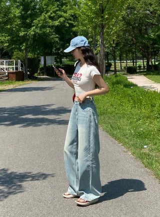 Elna Vintage Washed Wide Denim Pants