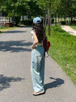 Elna Vintage Washed Wide Denim Pants