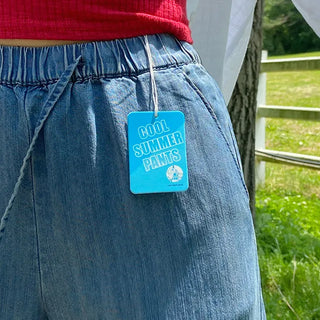 Orange Cool Mega Wide Denim Elastic Waist Pants