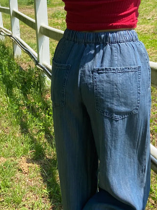 Orange Cool Mega Wide Denim Elastic Waist Pants