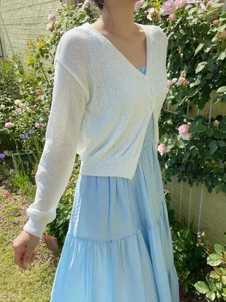 Devo V-neck long-sleeve cropped knit cardigan