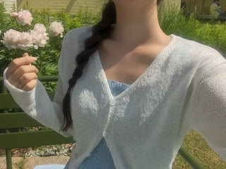 Devo V-neck long-sleeve cropped knit cardigan