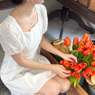Rosé Puff Dot Mini Dress