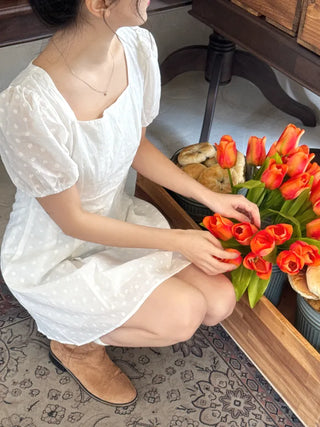 Rosé Puff Dot Mini Dress