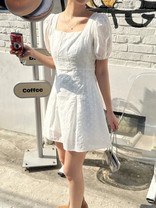 Rosé Puff Dot Mini Dress
