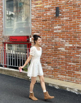 Rosé Puff Dot Mini Dress