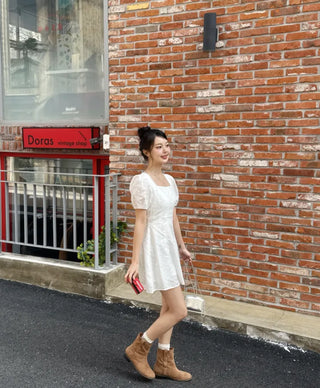 Rosé Puff Dot Mini Dress