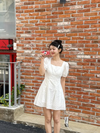 Rosé Puff Dot Mini Dress