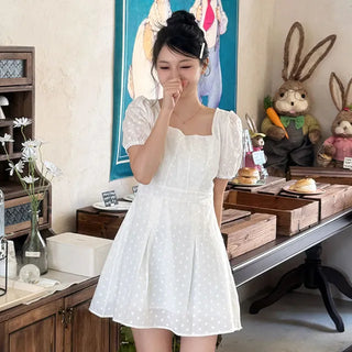 Rosé Puff Dot Mini Dress