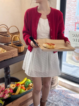 Rosé Puff Dot Mini Dress