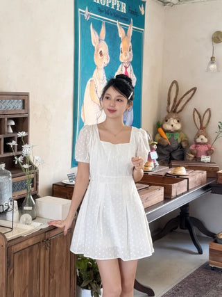 Rosé Puff Dot Mini Dress