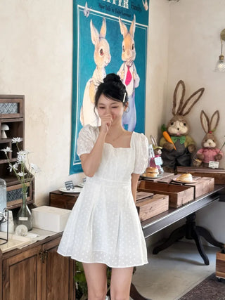 Rosé Puff Dot Mini Dress