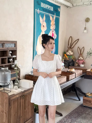 Rosé Puff Dot Mini Dress