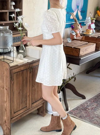 Rosé Puff Dot Mini Dress