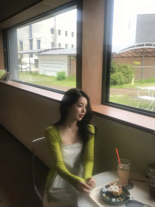 Reuni Basic See-through Long Sleeve Cardigan