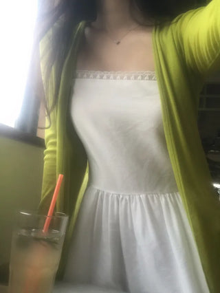 Reuni Basic See-through Long Sleeve Cardigan